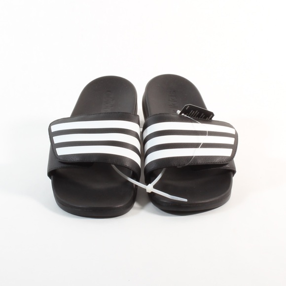 Menโs Adidas Comfort Slides Sandals Black White - Picture 3 of 7
